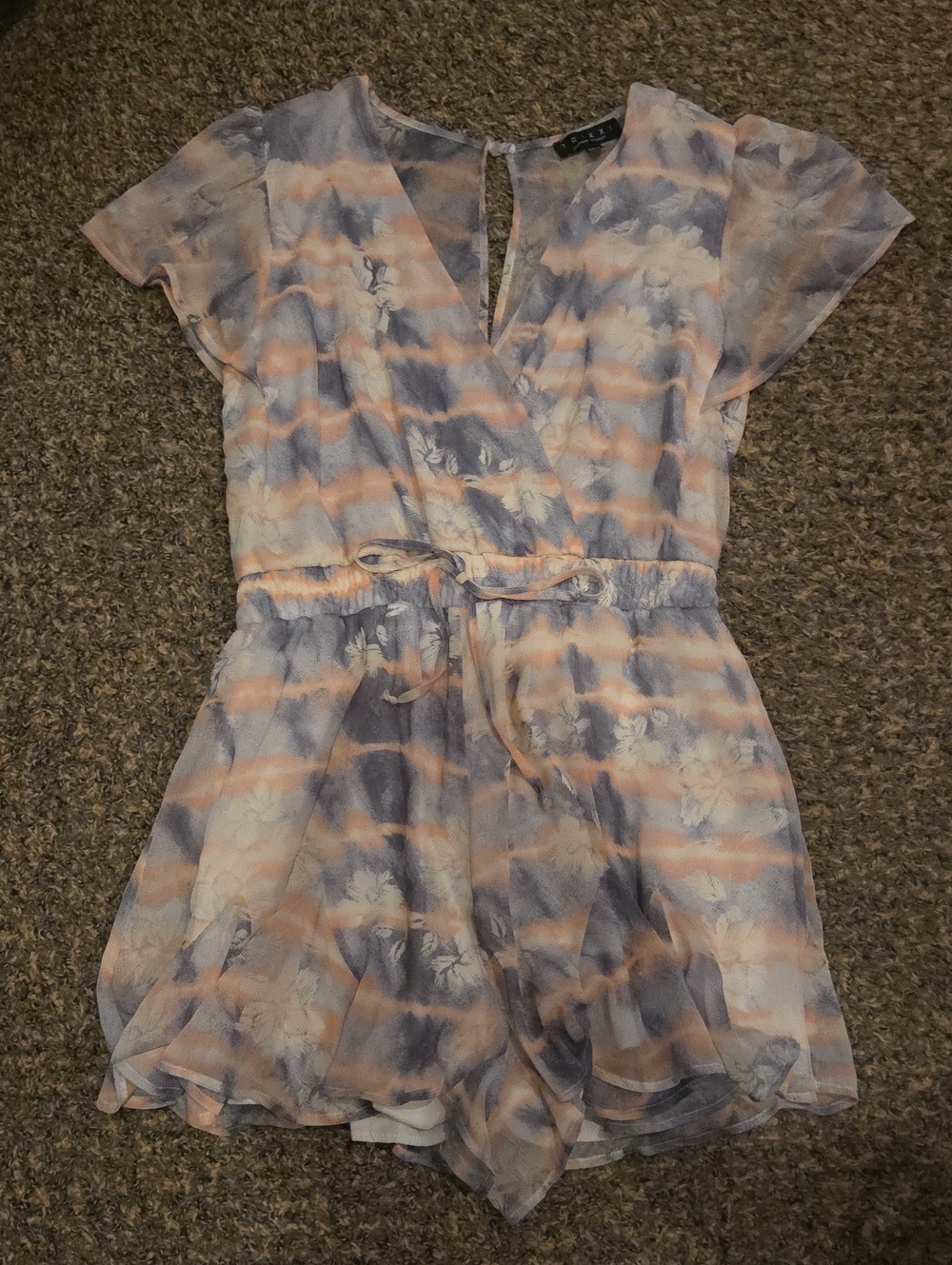 Trixxi Pastel Blue and Peach Floral Romper